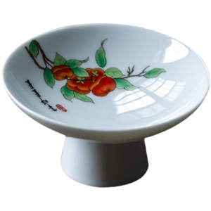 Chinese Retro <b>Ceramic</b> Fruit <b>Plate</b> Round Tall Snack Dish For Home Party Serving Dehua Origin - Product Image 5