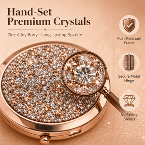 Espejo de Bolsillo de Doble Cara con Cristales de Diamante, Espejo Compacto de Maquillaje con Aumento, Logotipo Personalizado, Portátil, Redondo, Mini, de Viaje, Regalo para Mujer - Product Image 5