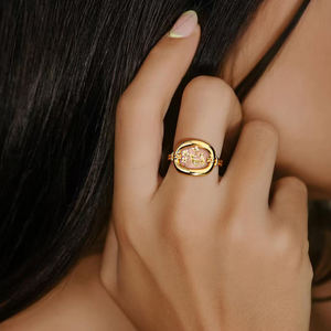 Nuevo Juego de Anillos de Banda Fina con Flores Secas Intactas Selladas en Resina, Chapado en <span class=keywords><strong>Oro</strong></span> de 18K PVD, de Acero Inoxidable para <span class=keywords><strong>Mujer</strong></span>, Regalo con Flores Naturales Reales - Product Image 4