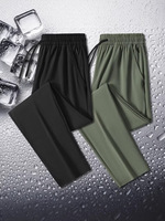 Pantalon décontracté d'été pour homme en soie glacée, séchage rapide, respirant, anti-plis, coupe droite, léger, taille mi-haute