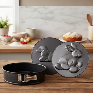 Tortiera a forma di molla con 3 basi (nido d'ape di agnello di coniglio) per cottura Ø 26 cm - Product Image 3