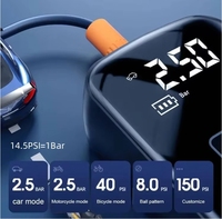 Pompe électrique portable sans fil pour gonfler les pneus de voiture (charge 1800*2mAh) équipée de la fonction Power Bank