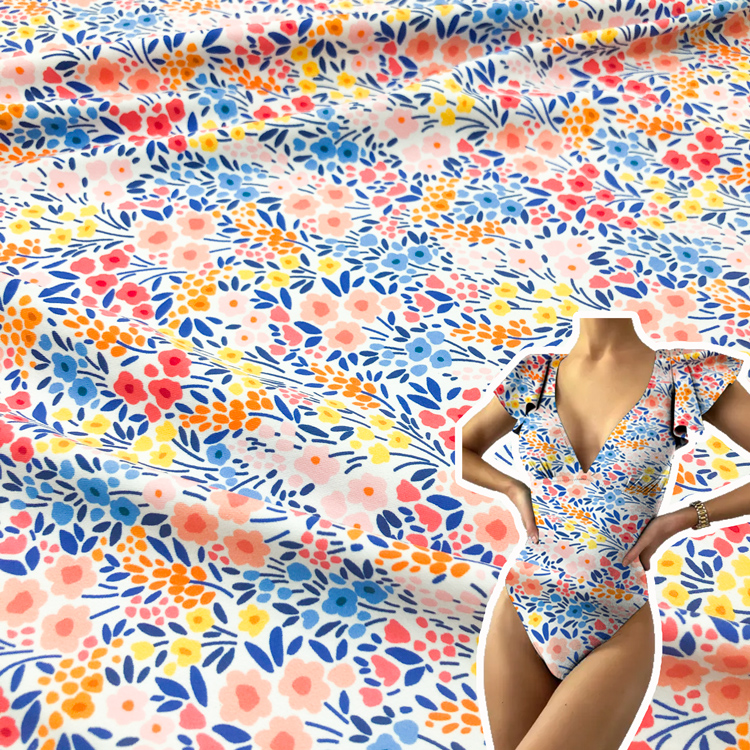 No MOQ Printed Fabric Stretch Knitted Digital Print 80% Nylon 20% Spandex Fabric for Swimwear Dance Wear