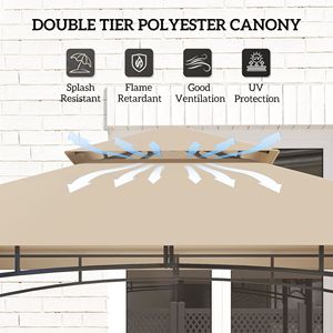 Db <b>Grill</b> Gazebo 8 X 5 Ft Beige Aluminum With Led <b>Light</b> Side Shelves Barbecue Shelter Outdoor Pergola Pavilion - Product Image 5