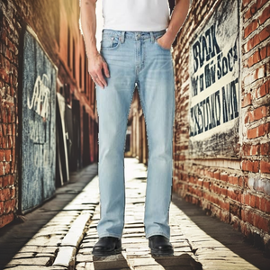 11KN Custom Midweight 100% Cotton American Style Vintage Washed Baggy <b>Boot</b> Cut Mid Rise Loose Fit Denim Jeans Winter Autumn - Product Image 2