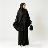 Ensemble Khimar noir pour femmes, pochette de voyage, vêtements modestes, vêtements musulmans islamiques, prière