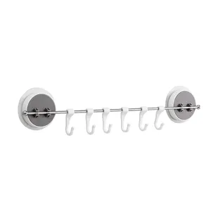 6 Hooks Bếp Treo Tường Thép Không Gỉ Tủ Phòng Tắm Đồ Dùng Không Khoan Treo Chủ Rack J-Loại Móc