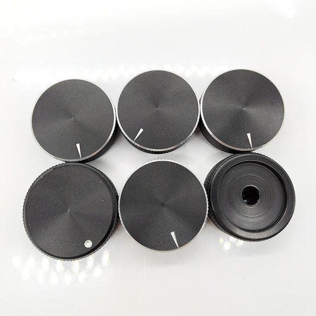 Black Metal 6mm Knurled Shaft Insert CNC Machined Potentiometer Encoder Control Switch with Rotary Knob