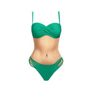 HDJ ชุดว่ายน้ำวันพีซสีเขียวขนาดพลัส ทัมมี คอนโทรล แบนด์อูชุดว่ายน้ำเอวสูงยืดโมโนกินีผู้หญิง 42 44 46 48 - Product Image 4