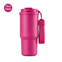 Mug à café isotherme en acier inoxydable à double paroi, 25 oz, blanc crème, avec revêtement en poudre, avec corde