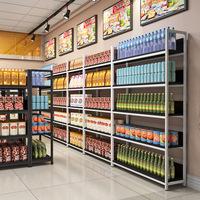 Étagère Réglable pour Supermarché avec Panier Suspendu, Présentoir Commercial pour Épicerie & Pharmacie, Vente au Détail de Marchandises en Métal