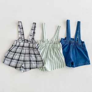 Shorts à Bretelles Décontractés à Carreaux et Rayures pour Garçons, Collection Été 2026 – Vente en Gros - Product Image 2