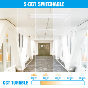 Panel LED Troffer con cesta central, 5 colores ajustables, 6500K, 72W/60W/50W/40W/30W, 6500Lm, 0-10V, luz empotrada retroiluminada para techo suspendido - Product Image 3