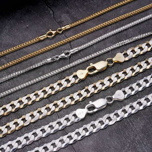 Prodotti di Tendenza Collana con Catena Franco in Argento Sterling 925 Placcato Oro 10k con Chiusura a Artiglio per Uomo - Product Image 2