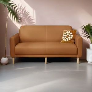 Sofá de Cuero Genuino Mibo Furniture de Tres Plazas, Estilo Nórdico Minimalista para Sala de Estar u Oficina - Product Image 2
