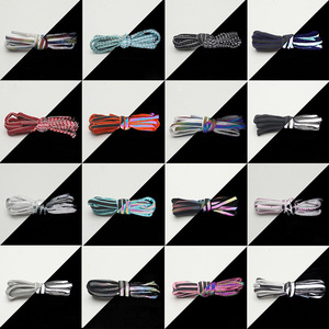 Cordones reflectantes de poliéster planos a granel con efecto láser estrellado para zapatillas de baloncesto, calzado informal, ropa de trabajo y pulseras. - Product Image 3