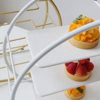 Table à dessert de style européen en métal pour le thé de l'après-midi, présentoir à trois étages pour collations, ensemble pour la pause thé, buffet, décorations de mariage, modèle