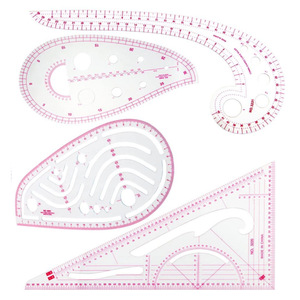Juego de <span class=keywords><strong>reglas</strong></span> de costura de PVC para Sastre, transparente, profesional, curvas francesas, 7/9 unidades - Product Image 3