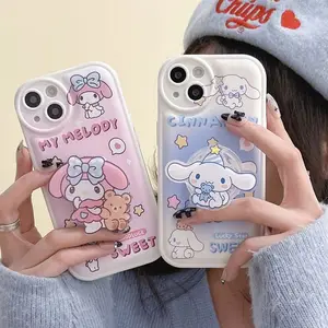 ที่ใส่กล้องรูปสัตว์น่ารักปรับแต่งได้เคสโทรศัพท์กันกระแทกแบบกลมสำหรับ iPhone14 13 12 11