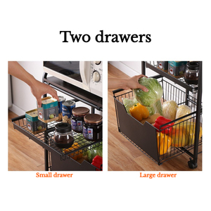 Étagère de rangement de cuisine multifonctionnelle <span class=keywords><strong>avec</strong></span> plateau coulissant, <span class=keywords><strong>chariot</strong></span> de rangement mobile à plusieurs niveaux pour <span class=keywords><strong>four</strong></span> à micro-ondes - Product Image 6