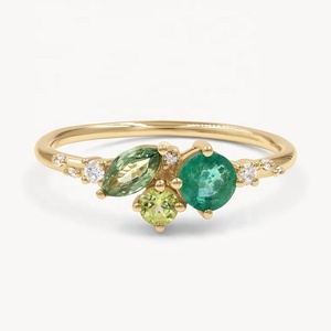 <span class=keywords><strong>Bague</strong></span> en argent sterling 925 plaqué or 14 carats 18 carats <span class=keywords><strong>saphir</strong></span> <span class=keywords><strong>vert</strong></span> émeraude et péridot Cz bagues de bijoux de mode - Product Image 3