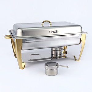 UIWS Réchaud à buffet en acier inoxydable doré de 11 L, alimenté à l'alcool, pour événements de restauration et réceptions de mariage - Product Image 2