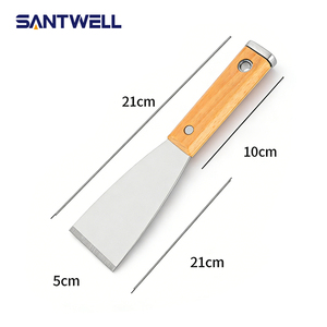 Espátula de Acero Inoxidable de Alta Resistencia / Raspador de Cemento con Mango de Madera de Abedul, Diseño Perforable para Martillo, Hoja Engrosada - Product Image 4