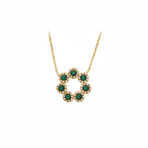 14K oro amarillo sólido Margarita Esmeralda collar circón hecho a mano pavo bodas fiestas compromisos aniversarios con perla - Product Image 2