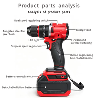 Perceuse sans fil 20V au lithium pour usage domestique, spéciale vis de décoration, perceuse pistolet sans balais avec kit combiné rechargeable, outil électrique