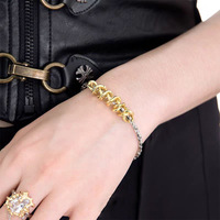 Collier et bracelet pour homme en or et argent, couleur contrastée, chaîne épaisse en or enveloppée d'os de serpent
