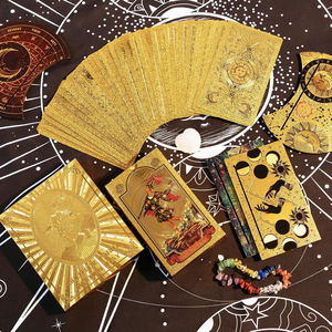 Ensemble de cartes de tarot, 80 cartes de tarot dorées, cartes de tarot imperméables en carton artisanal, adaptées aux débutants - Product Image 4