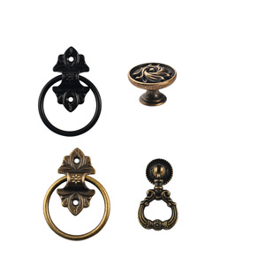 Traditional Zinc Alloy Cabinet Ring Pulls And <b>Knobs</b> For Drawer <b>Door</b> Hardware <b>Black</b> And Antique Bronze Finish - Product Image 5