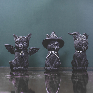Fabricantes personalizados Halloween gato negro adorno brujas sombrero figuritas de animales de colores estatua de resina polivinílica - Product Image 2