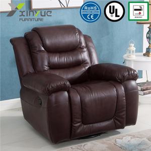 Diseño de transición Asiento único Uso doméstico Muebles Manija de cuero vivo Silla reclinable manual Silla giratoria y balancín - Product Image 4