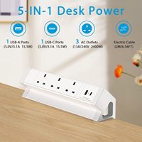 Prise de courant britannique en alliage d'aluminium pour bureau 5V/3.1A Chargeur rapide USB Câble de rallonge pour bureau à domicile