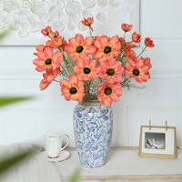 Nouvelle Arrivée - Fleur Artificielle Cosmos Réaliste à 3 Têtes, Hydratante au Toucher, Faite à la Main pour Décoration de Vase Intérieur de Noël