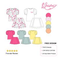 Conjunto de Yoga para Niñas de Alta Calidad, Cuello en V, Manga Corta, Falda con Cinturón y Lazos, Pantalones Cortos Integrados, Ropa Deportiva Personalizada