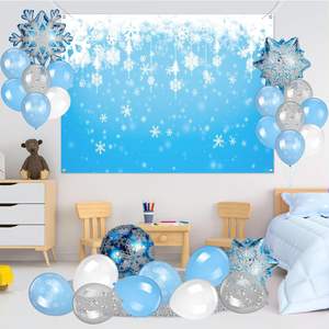 Flocon de neige personnalisé tapisserie hiver pays des merveilles Photoshoot toile de fond congelé fête d'anniversaire décor avec Stock personnalisé - Product Image 5
