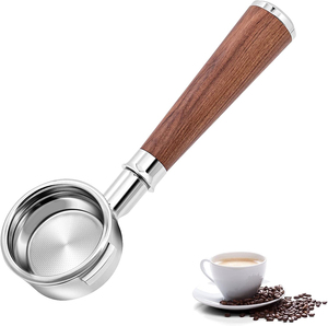 เครื่องชงกาแฟพกพาแบบไม่มีก้นลึก58มม. มี2หูสำหรับ <span class=keywords><strong>faema</strong></span> E61 expobar E61จรวด E61ECM พร้อมด้ามไม้ - Product Image 1