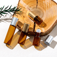 Flacons en verre cylindriques à bille pour distribution, mini 1ml 2ml 3ml 5ml, pour massage, parfum, huile essentielle, voyage, portables - type bouchon