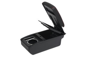 MPV สีดำหนัง PU แบบสไลด์3ช่องเสียบ USB ที่เท้าแขนแบบสองชั้นกล่องที่เท้าแขนสำหรับรถยนต์มิตซูบิชิแซนเดอร์/ <span class=keywords><strong>Xpander</strong></span> <span class=keywords><strong>CROSS</strong></span> 2019-2022 - Product Image 4