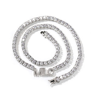 Mini collar de letras personalizado con nombre, dijes de iniciales, joyería de 4mm, cadena de tenis con nombre, joyas ostentosas - Product Image 4