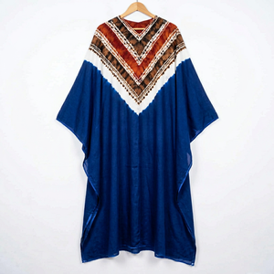 Caftán para mujer con cuello en V, manga larga, estampado Tie Dye, corte holgado, para playa, resort o fiesta. - Product Image 1