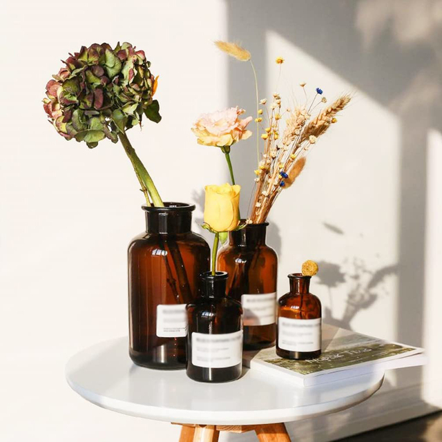 Luxury Custom Empty Amber Aroma Reed Diffuser with Rattan Gift Box Glass Bottles for Candles & Fragrance Accessories
