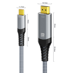 A383 Type C 8K <span class=keywords><strong>pour</strong></span> câble adaptateur de conversion électronique <span class=keywords><strong>HDMI</strong></span> 1080p moniteur de maille tressée en métal cuivre mâle à mâle <span class=keywords><strong>pour</strong></span> câble <span class=keywords><strong>HDMI</strong></span> - Product Image 2