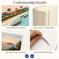 Álbum de Fotos de Tapa Dura de Lino con Impresión Digital Directa, Diseño Personalizado en Degradado a Todo Color, 8 Fotos para Recuerdo de Boda o Familiar
