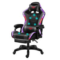 Игровой компьютерный стул из искусственной кожи, игровой массажный гоночный игровой стул с подсветкой и динамиками