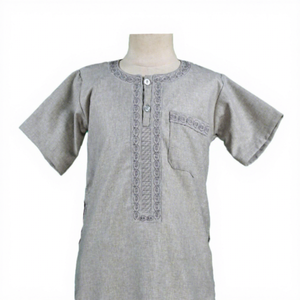 CCY <span class=keywords><strong>Qamis</strong></span> d'été pas cher pour enfants musulmans du Maroc, manches courtes, style Boubou Homme, sensation coton-lin, <span class=keywords><strong>ensemble</strong></span> Thobe pour garçons, idéal Ramadan - Product Image 2