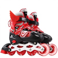 Patins à roulettes en gros du fabricant, roues lumineuses individuelles, patins en ligne réglables pour enfants, unisexe, en PU, tissu maillé, PVC