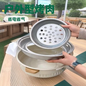 Electric Charcoal Dual Purpose Barbecue Grill 31x31x13cm Stainless Steel Portable Outdoor Cooking Set With Lids - Product Image 4